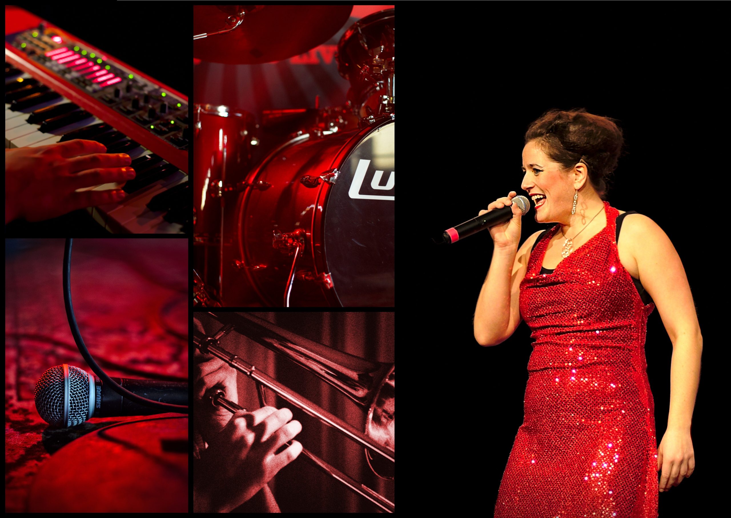 A modern hotel room with two neatly made twin beds, a wall-mounted TV, a desk with a chair, and a large window overlooking a city at night. The room has wooden floors, gray and white decor, and soft lighting from a bedside lamp.